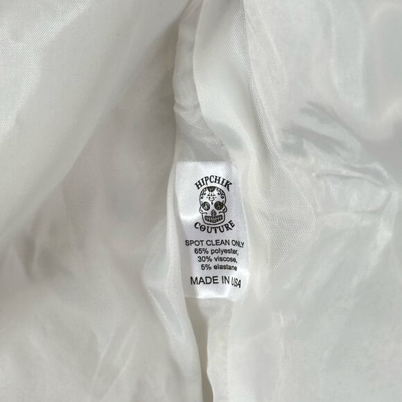 Hipchik Couture Zip Up Sequin Tongue Puffer Jacket White L - Picture 9 of 10